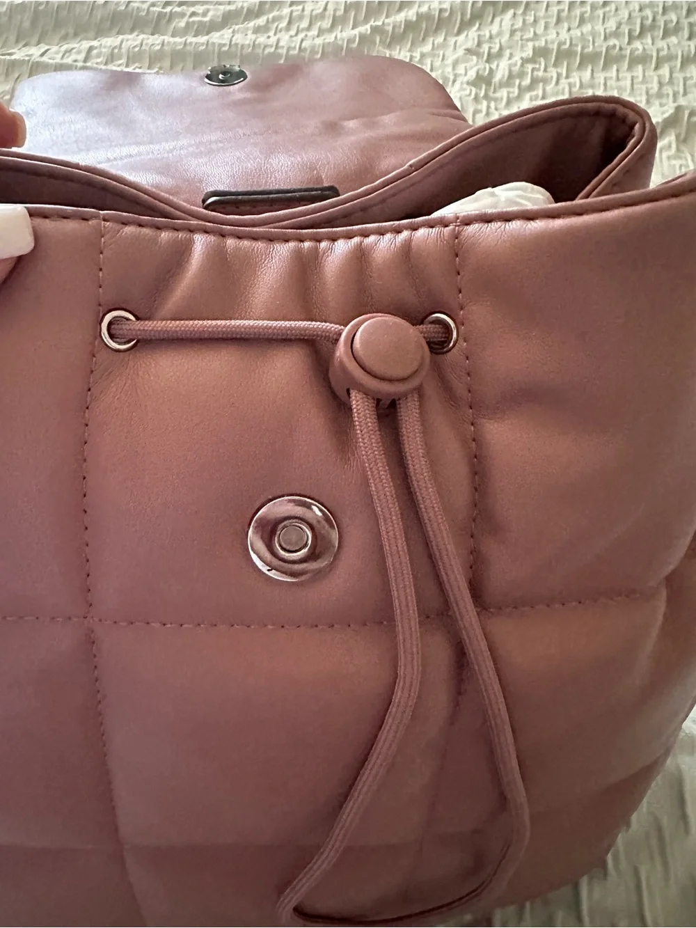 DKNY Dusty Rose Quilted Leather Backpack